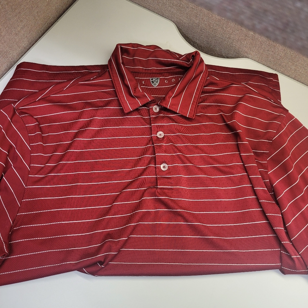 Nike Men's Polo Shirt in Red and White Stripes
